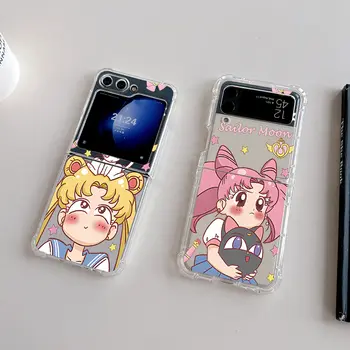 Pouzdro na telefon s motivem anime námořníků - roztomilé měsíce, kočka Luna, pro Samsung Galaxy Z Flip 3 4 Z Flip 5 Z Fold 4 5G, měkké, proti pádu, zadní kryt z PC 10 nejlepší prodej Flipové pouzdro Sailor Moon pro Samsung Galaxy Z - №1