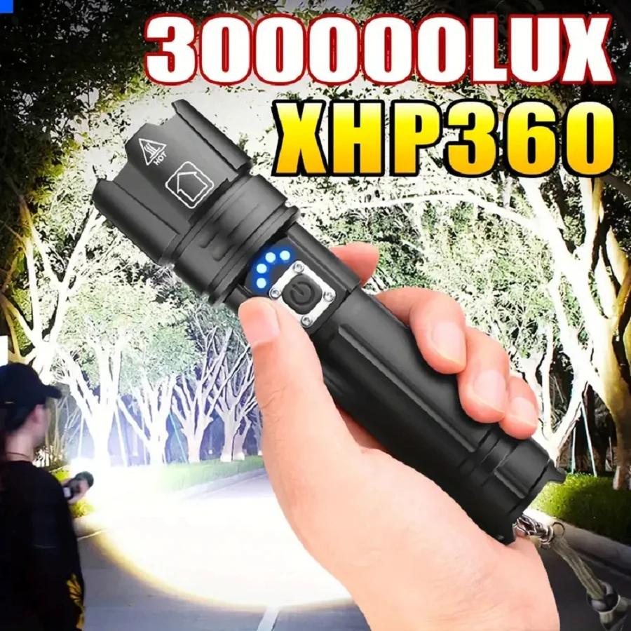 

High Power Led Flashlight Ultra Powerful Torch Lamp XHP360 Rechargeable Super Bright Flashlight Powerful Tactical Lantern Light