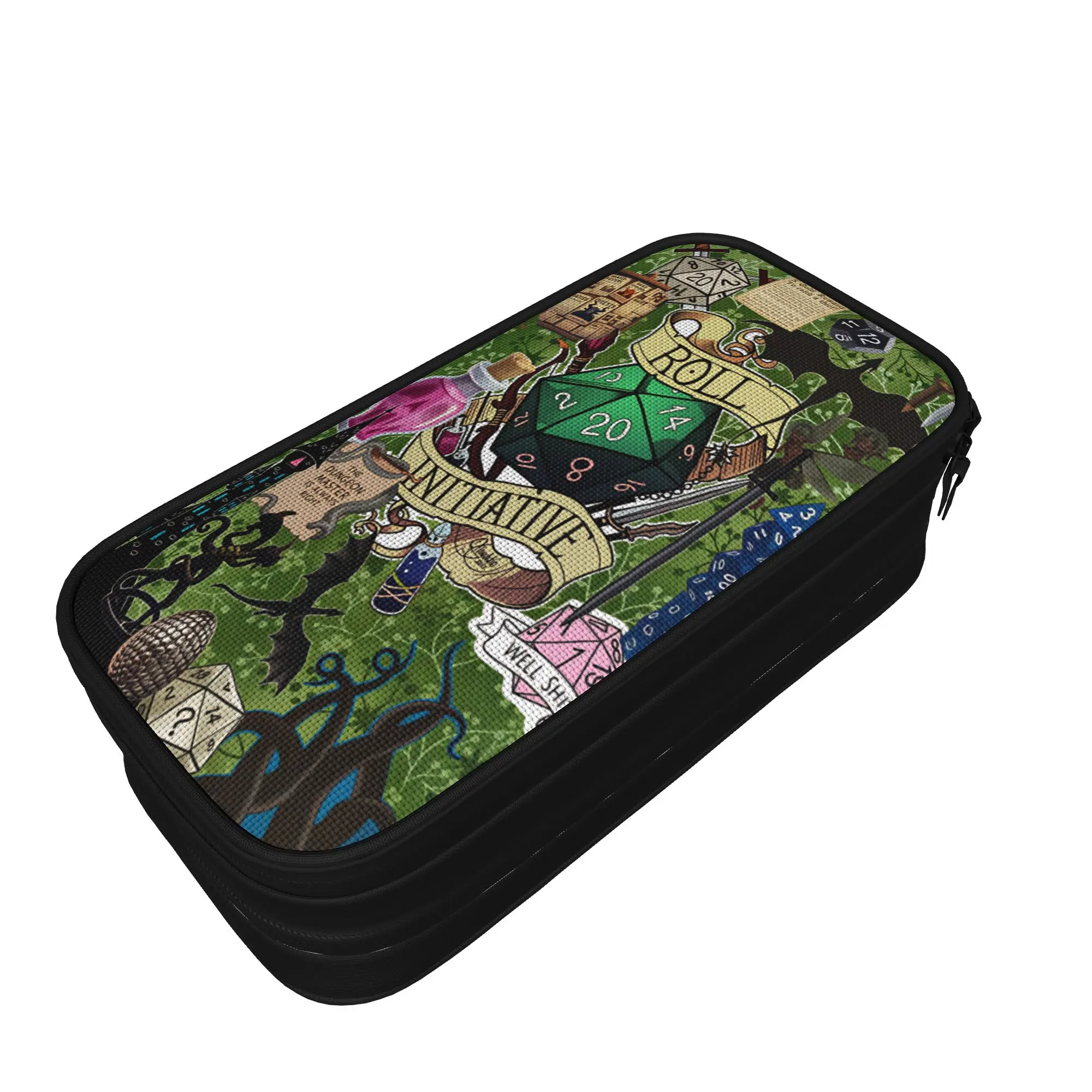 Dungeon Dragon DND Pencil Case  Large Pencil Bag Girls Boys Double Layer Kawaii School Pencil Cases Printed Supplies