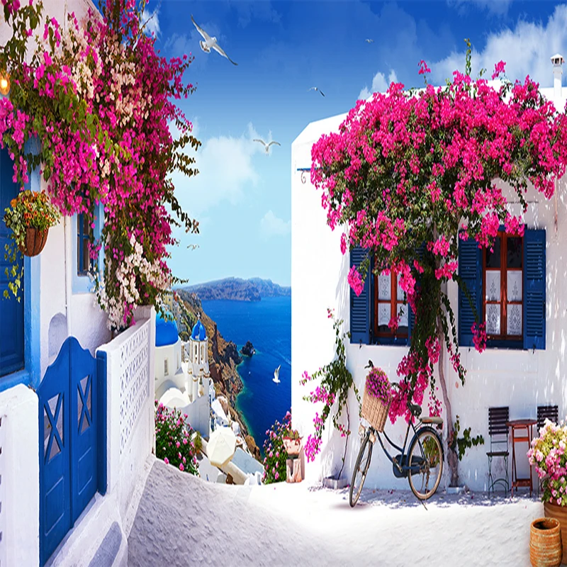 Zeegezicht Rose Foto Aangepaste Muurschildering Behang 3D Cafe Restaurant Romantische Achtergrond Behang Home Decor Papel De Parede 3D