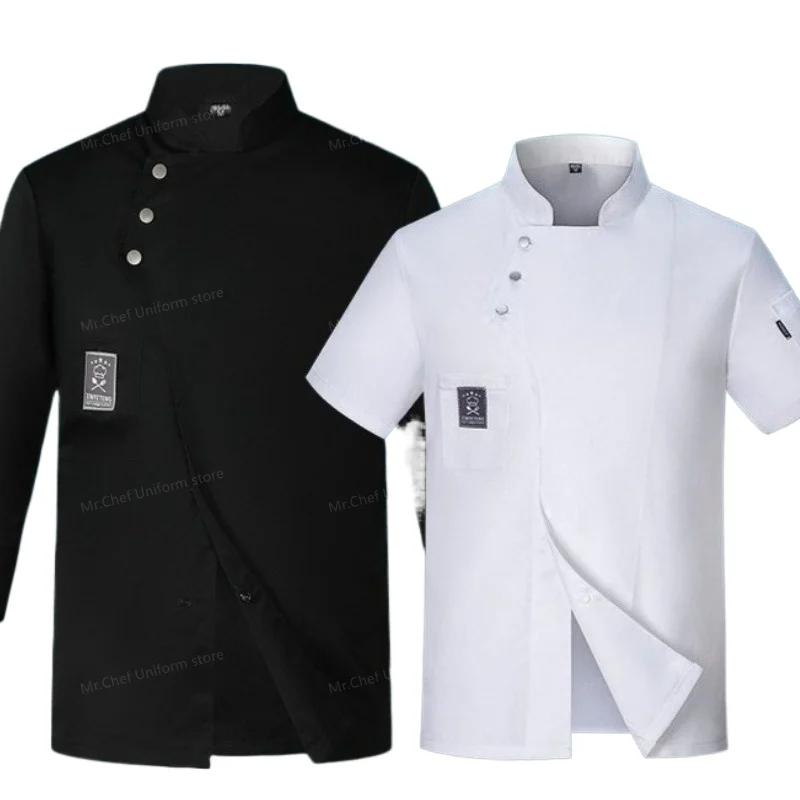 Oddychająca kurtka kucharska, biała kurtka szefa kuchni, krótki rękaw, koszulka kucharska, odzież robocza dla kelnera w restauracji, odzież robocza dla piekarza.