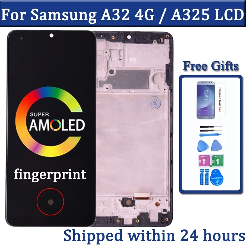 

Super AMOLED For Samsung A32 4G LCD For Samsung A325 A325F SM-A325F/DS LCD Display Frame Touch Digitizer Screen