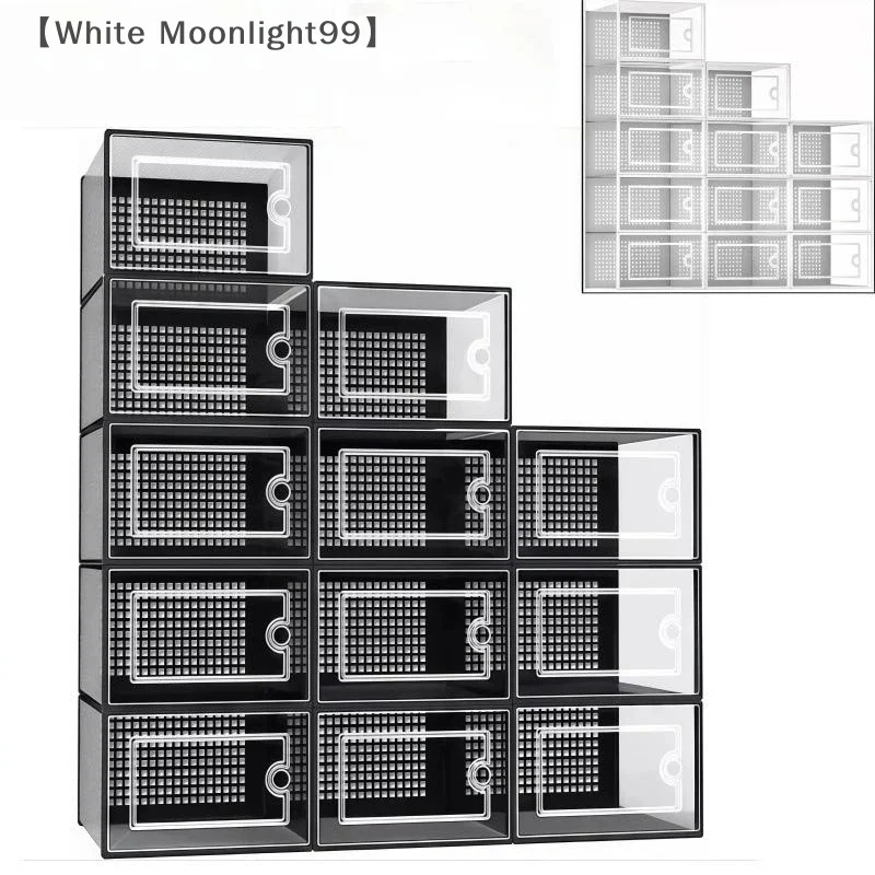 〔White〕Shoe Box Organizer, Clear Stackable Plastic Storage For Sneakers, Dust-Proof Design To Keep Shoes Visible & Protected