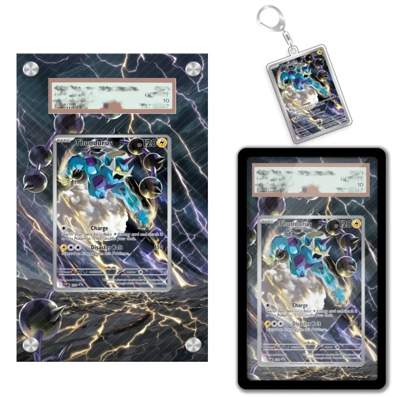 Art Display for Pokemon Thundurus Card PTCG Keychain Anime Game Collectibles Anime Merchandise Acrylic Protective Case Toys Gift