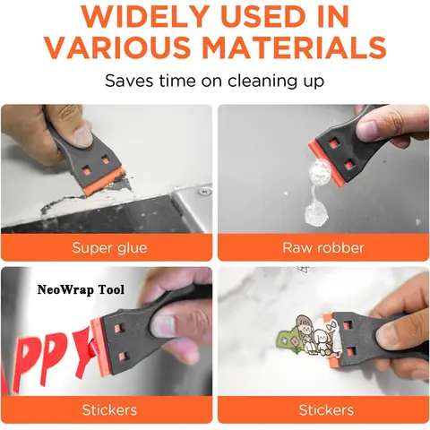 1 set bilklistermärkesborttagare mångsidig plast små blad färg bilfilm appliceringsverktyg hushållsglas rengöringsskrapa 10 best sales skrapblad - №9