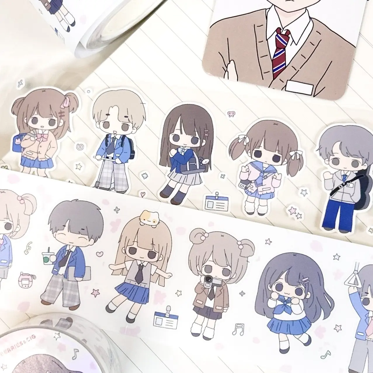 5M Campus Diary | Original Sticker Roll Character Girl Uniform Die-Cut Tape Journal 2408