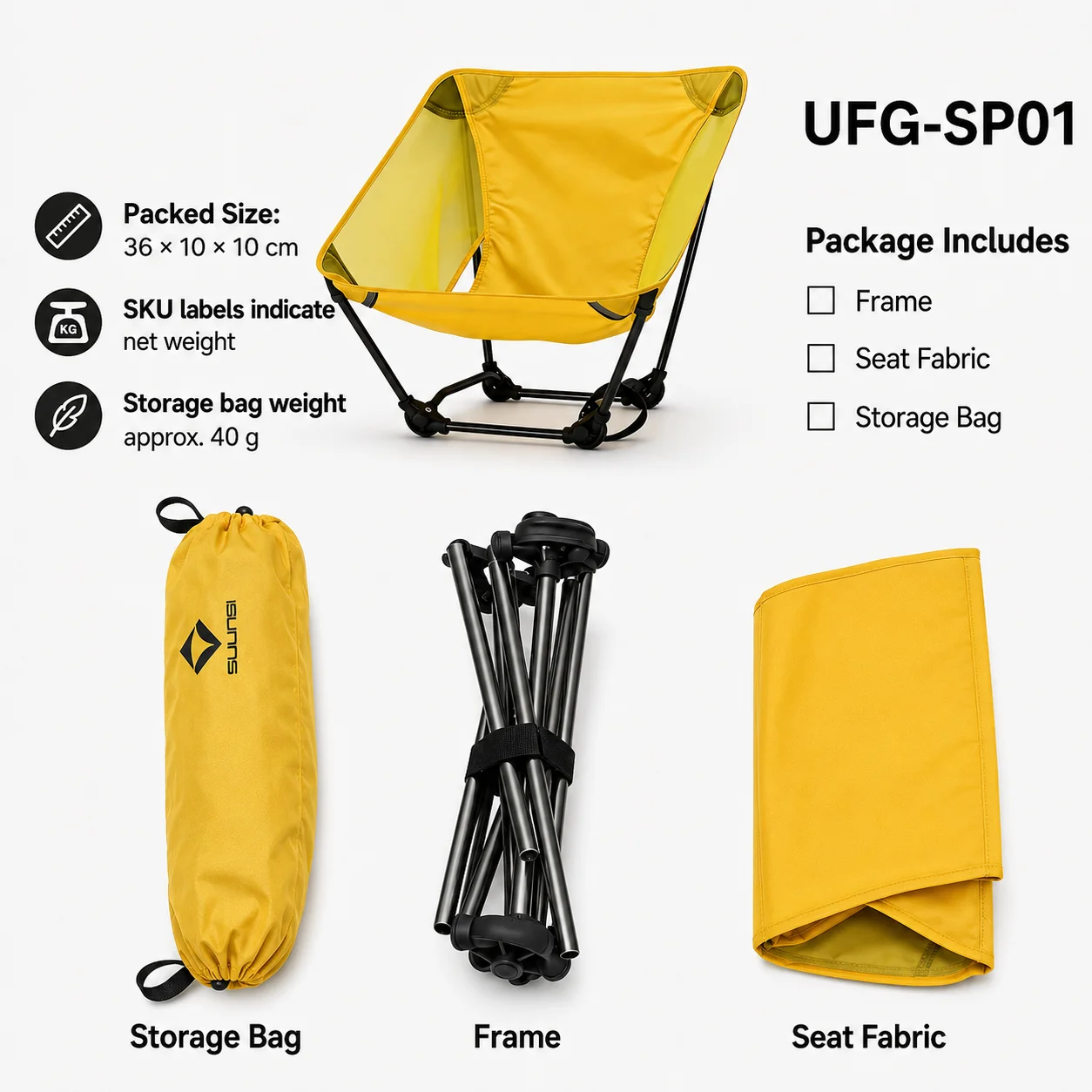 580g Ultralight Moon Chair Portable Folding Camping Chair 7001-T6 Aluminum Frame Mesh Seat for Hiking Backpacking view 4