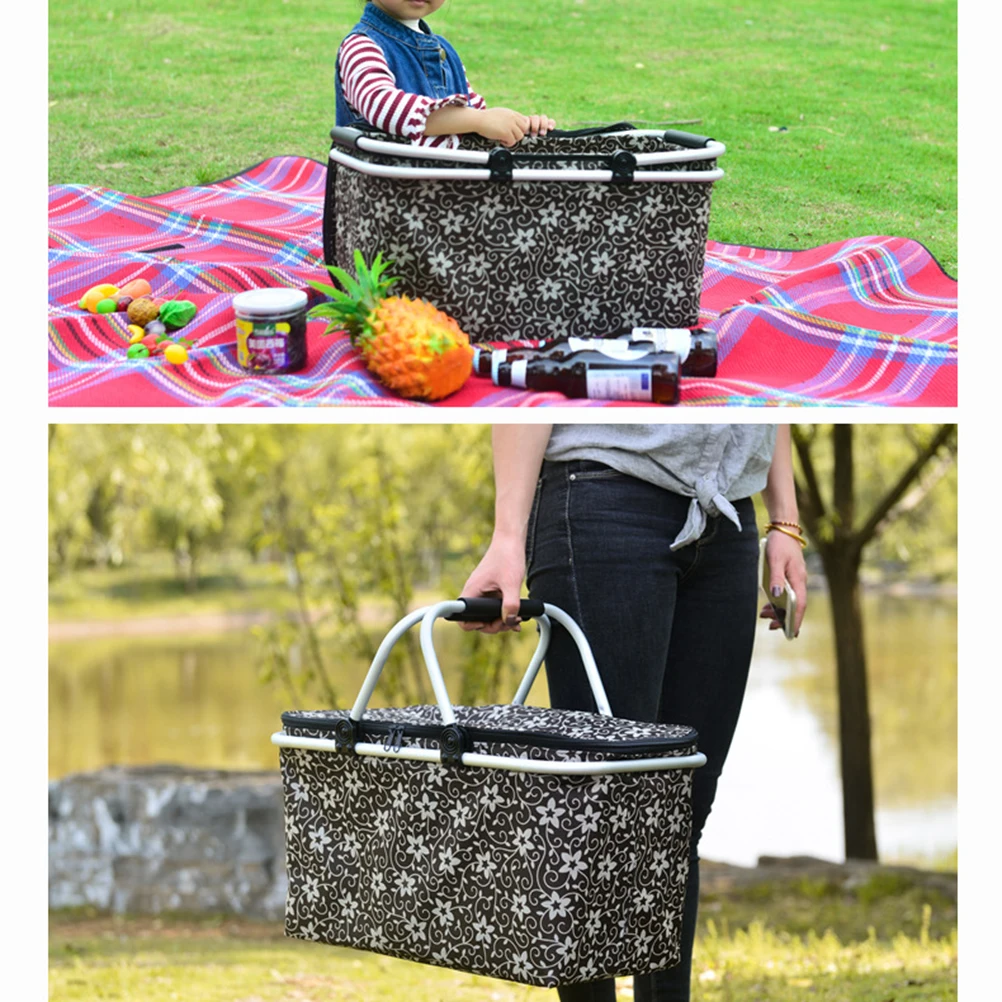 

Large Capacity Thermal Insulation Bag PEVA Eco Friendly Picnic Camping Travel Storage Basket Cooler Lunch