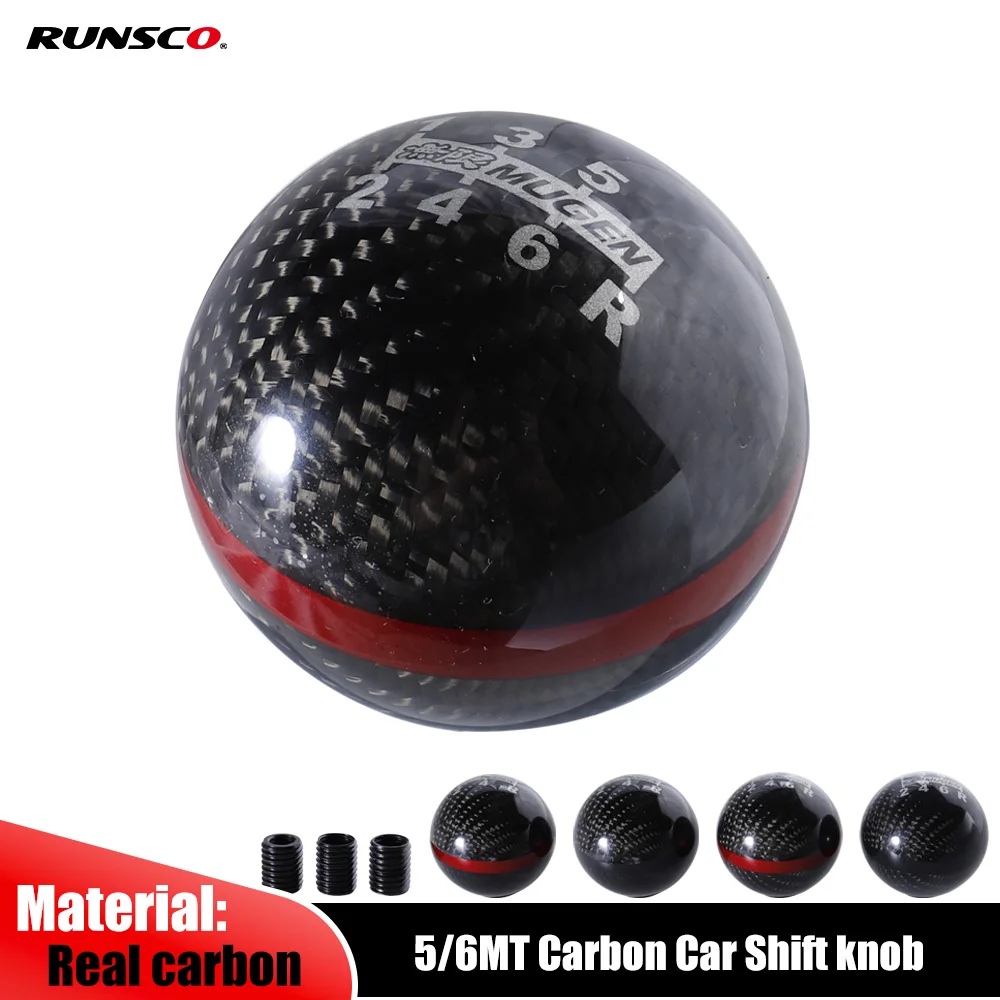 Racing Carbon Fiber Knob Shift Knob Car Gears Knob Ball 5MT/6MT Thread Size M10x1.5/M8x1.25/M10x1.25 for Honda