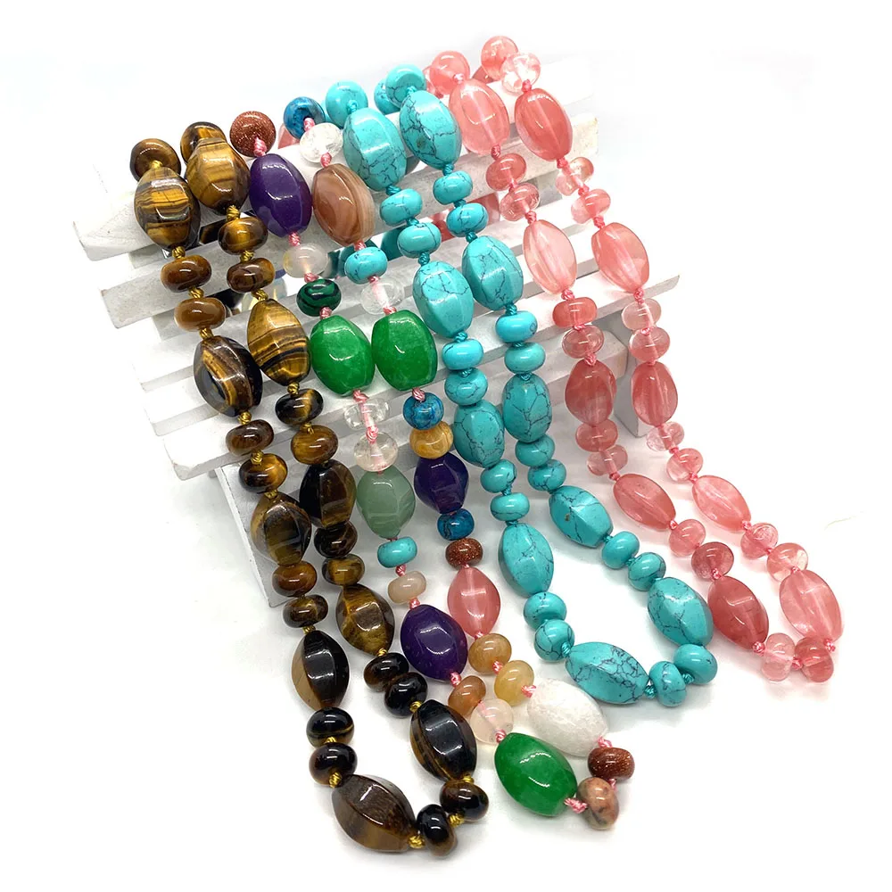 

Exquisite Natural Stone Oval Agate Bead Necklace 10x14mm Abacus Beads Red Stone Green Aventurine Ladies Jewelry Accessories