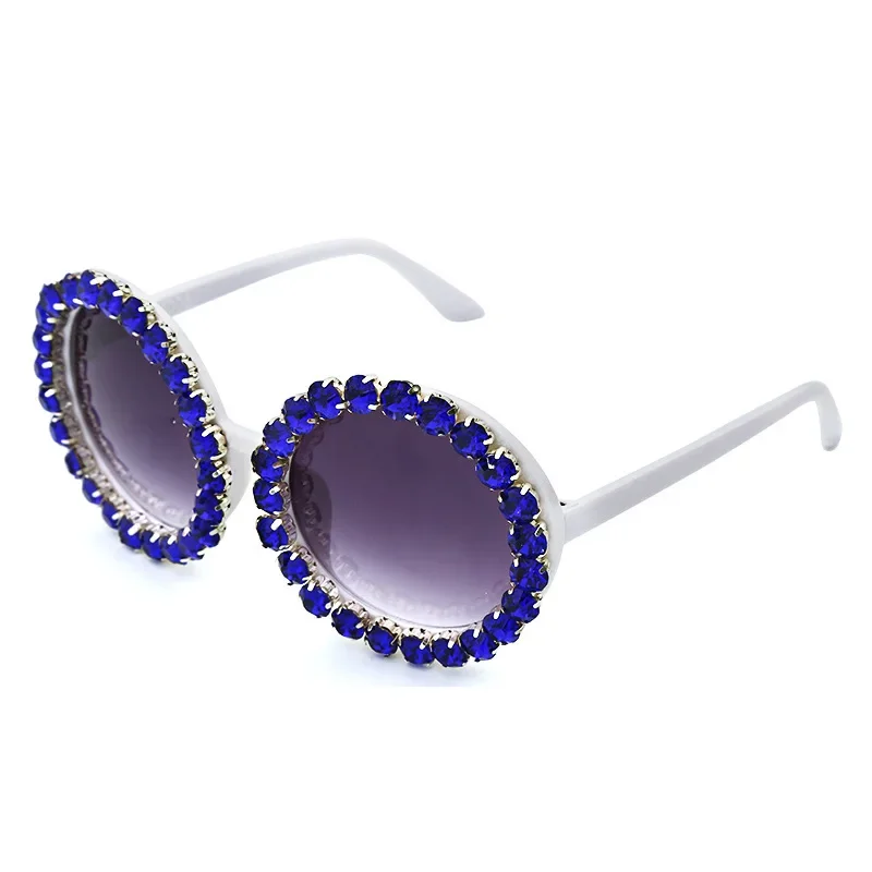 

2021 New Luxury Round Frame Diamond-studded Ladies Sunglasses Colorful Retro Personality Trend Goggles Party Gafas De Sol Mujer