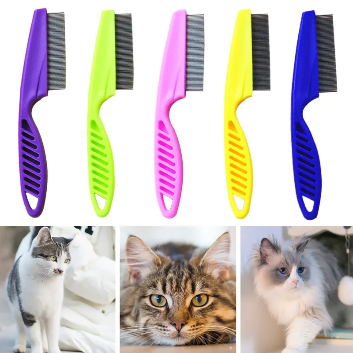 Sisir kutu baja tahan karat sisir bulu hewan peliharaan kucing anjing sisir Pencabut bulu binatang peliharaan sisir perawatan rambut kutu nyaman hewan peliharaan