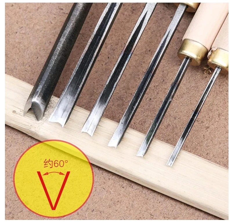 1-8mm V Type Exposedness Triangle Chisel Woodworking Chisels Hand Wood Carving Knives for Carving Blank Tools