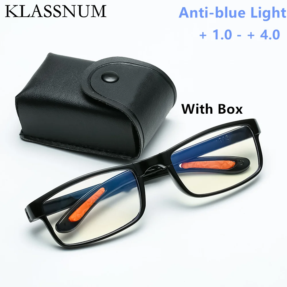 1Pc Folding Anti-blue Light Reading Glasses With Box Men Women Portable Spectacles Eyewear TR90 Glasses Diopter +1.0 to +4.0