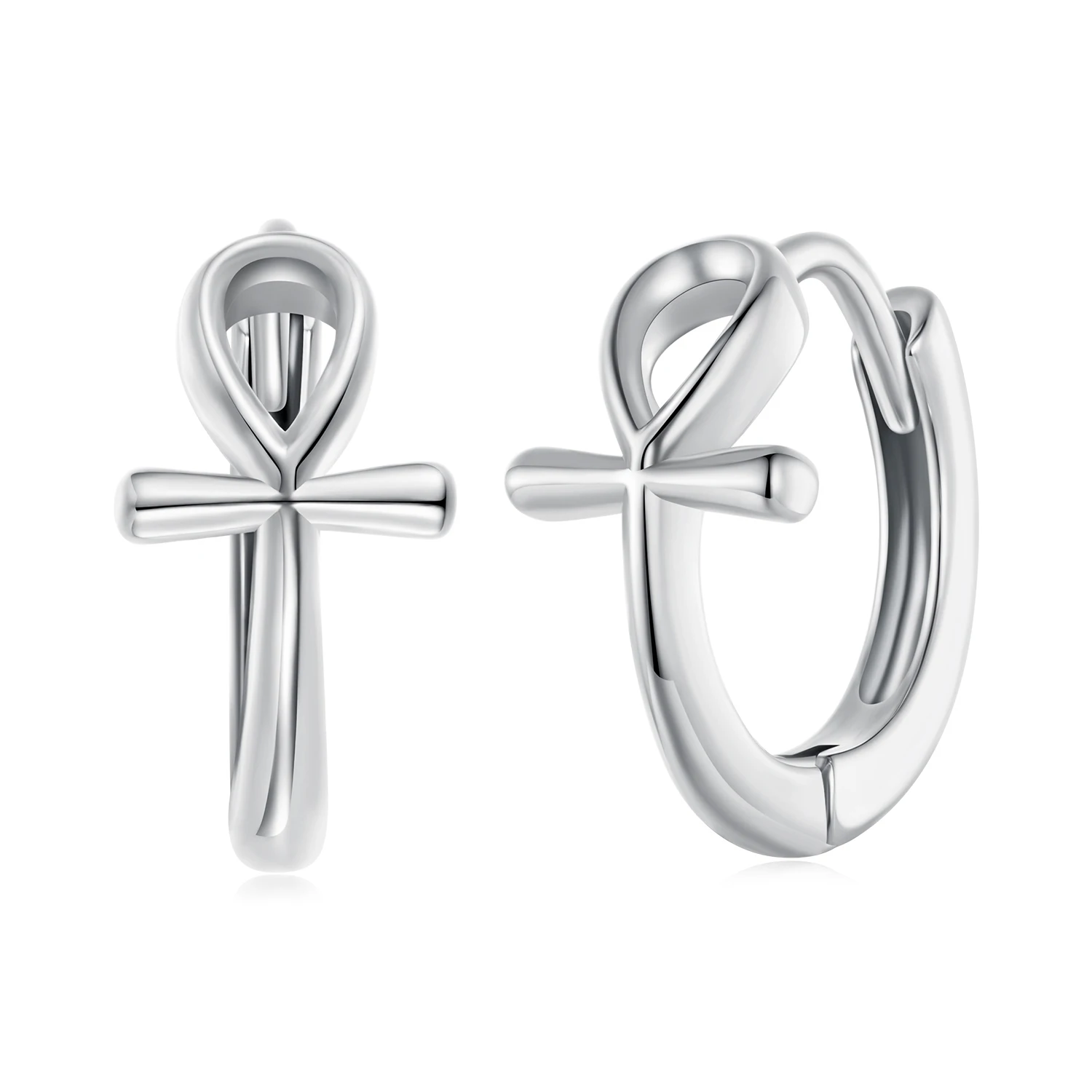 

Faionable S925 Sterling Silver Cross Earrings Simple Pure Silver Ear Jewelry Personali Sle Circular Ear Cuffs Crossbody