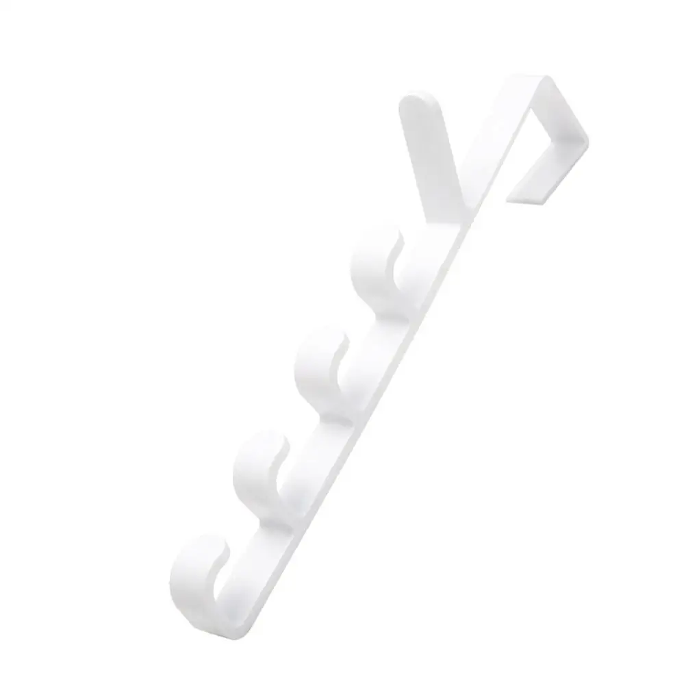 

2 Pcs Multifunctional Hooks Towel Five Sections Door Hanging Rack White