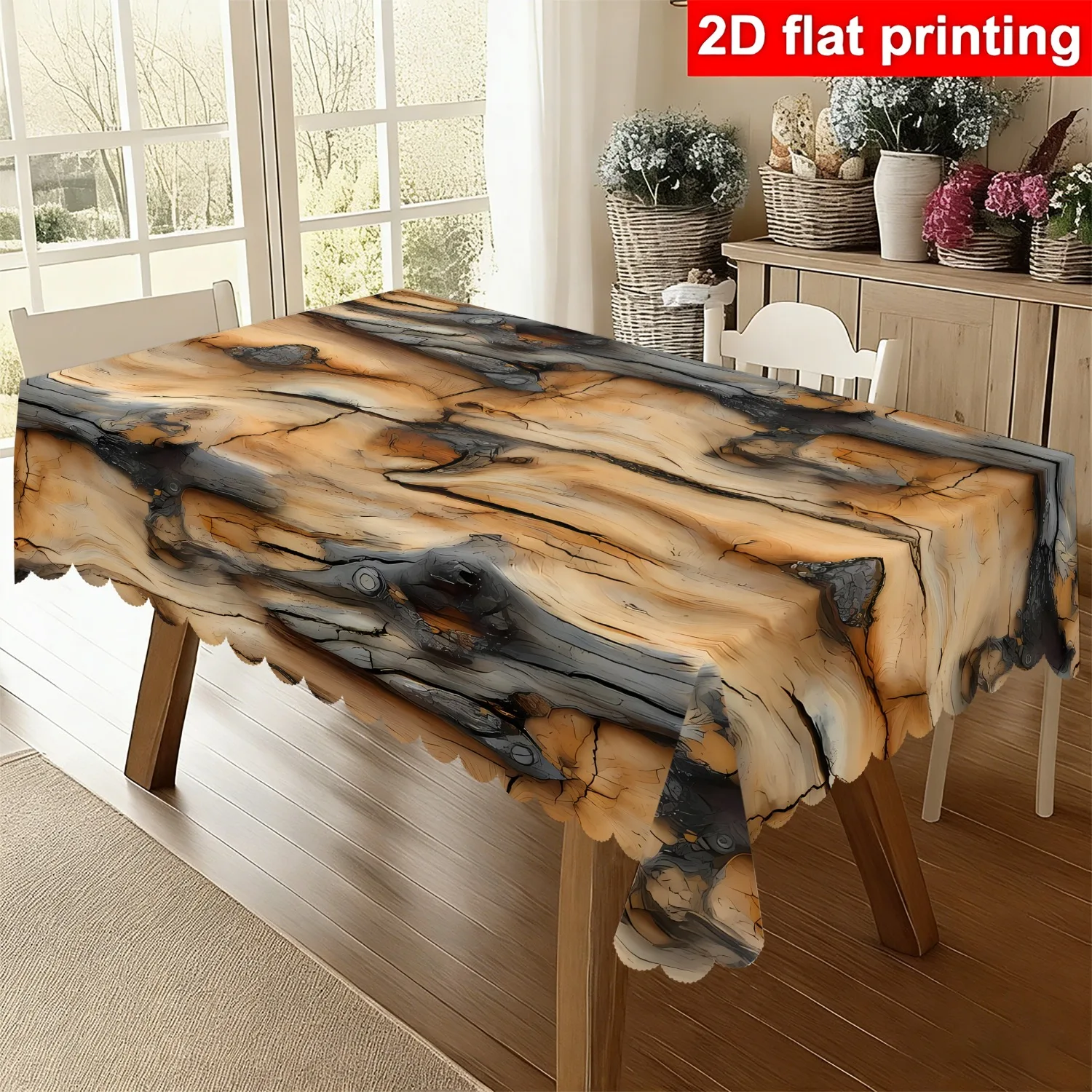 1 piece, vintage wood-grain theme tablecloth, cracked print pattern decorative tableclothzyc