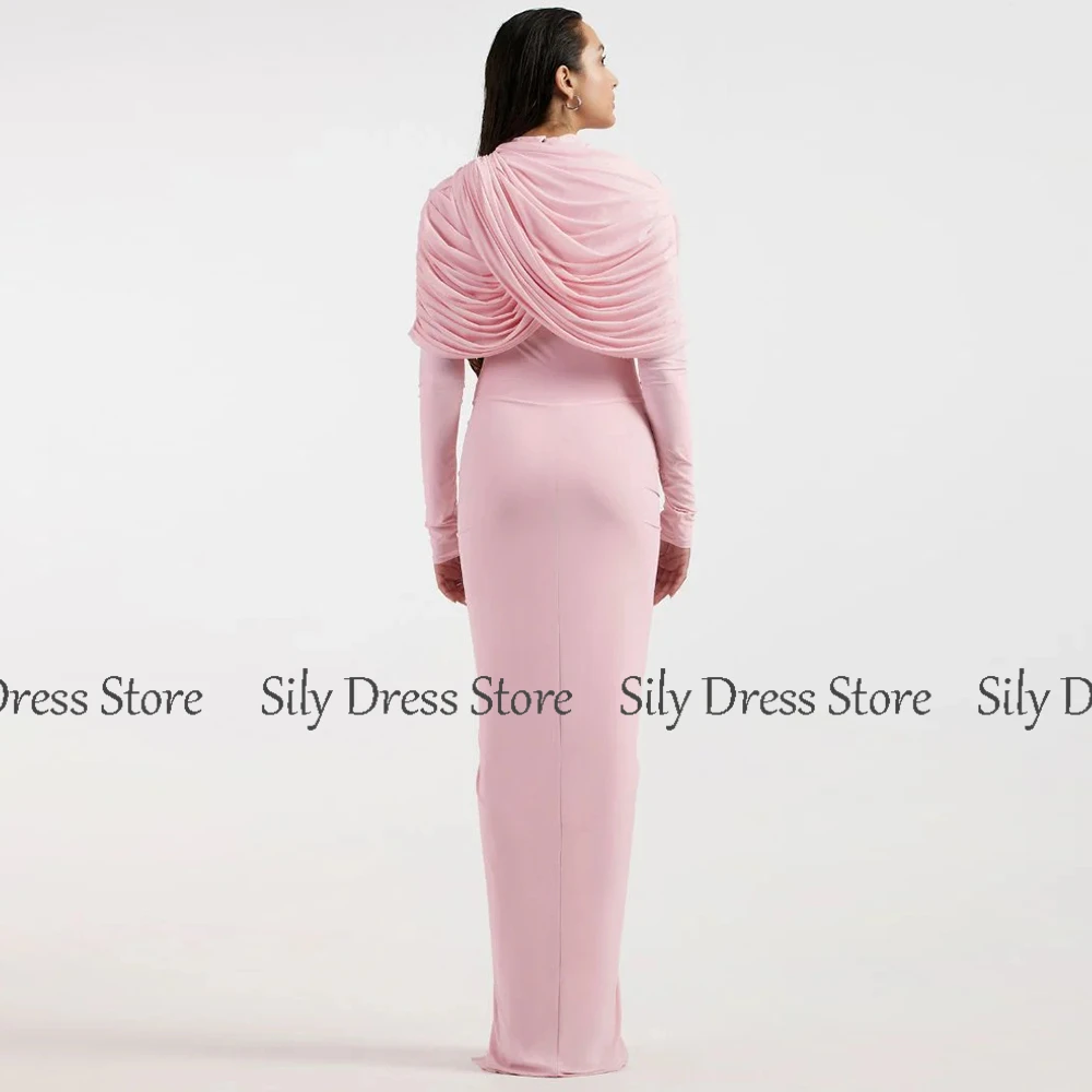 Formal Dresses for Special Events Spandex Sheath/Column Party Dress Pink High Collar Pleat Bespoke Occasion Gown Long 2025