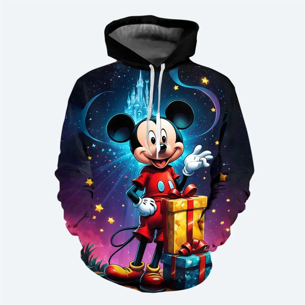 2025 Sudadera con capucha para hombre de dibujos animados de Disney de otoño e invierno con estampado 3D de Mickey Minnie