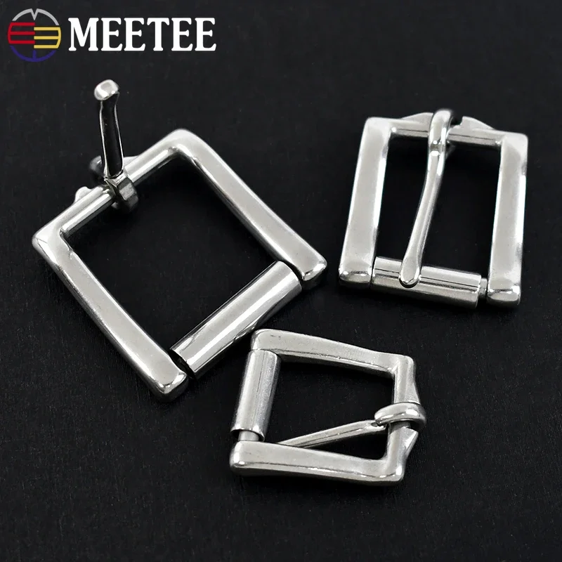 Meetee 1Pc/2Pcs 17/20/26/34/38mm Stainless Steel Belt Buckle Head Bag Strap Adjust Roller Clasp Luggage Pin Buckles Hardware