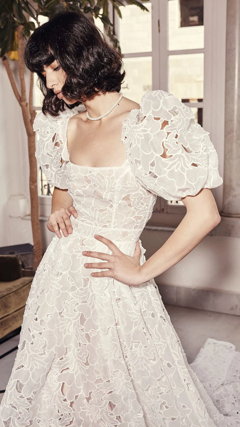 Glorious Balconette Wedding Dress Soft Floral Lace . A Line Bridal Gown Puff Short Sleeve DW766 - AliExpress 320 Glorious Balconette Wedding Dress Soft Floral Lace . A Line Bridal Gown Puff Short Sleeve DW766 - AliExpress 320