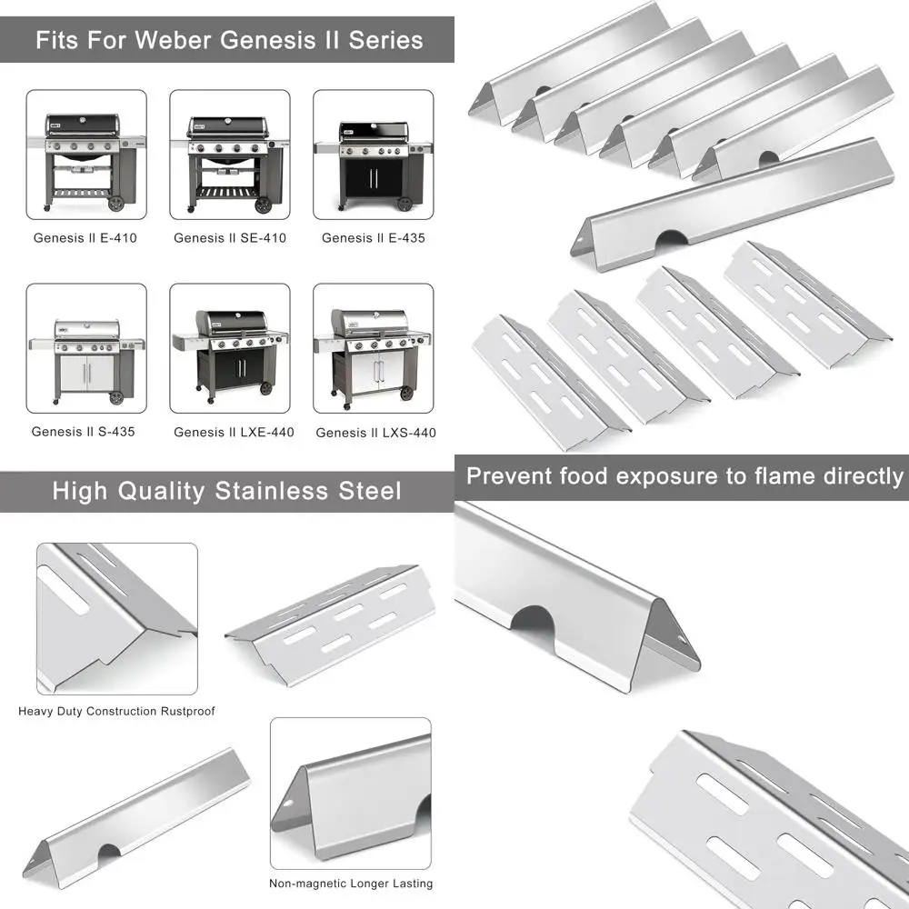 

Weber Genesis II E-410 & LX E-440 Grill Parts: 17.125 Flavorizer Bars & 12.5 Heat Deflectors, Stainless Steel