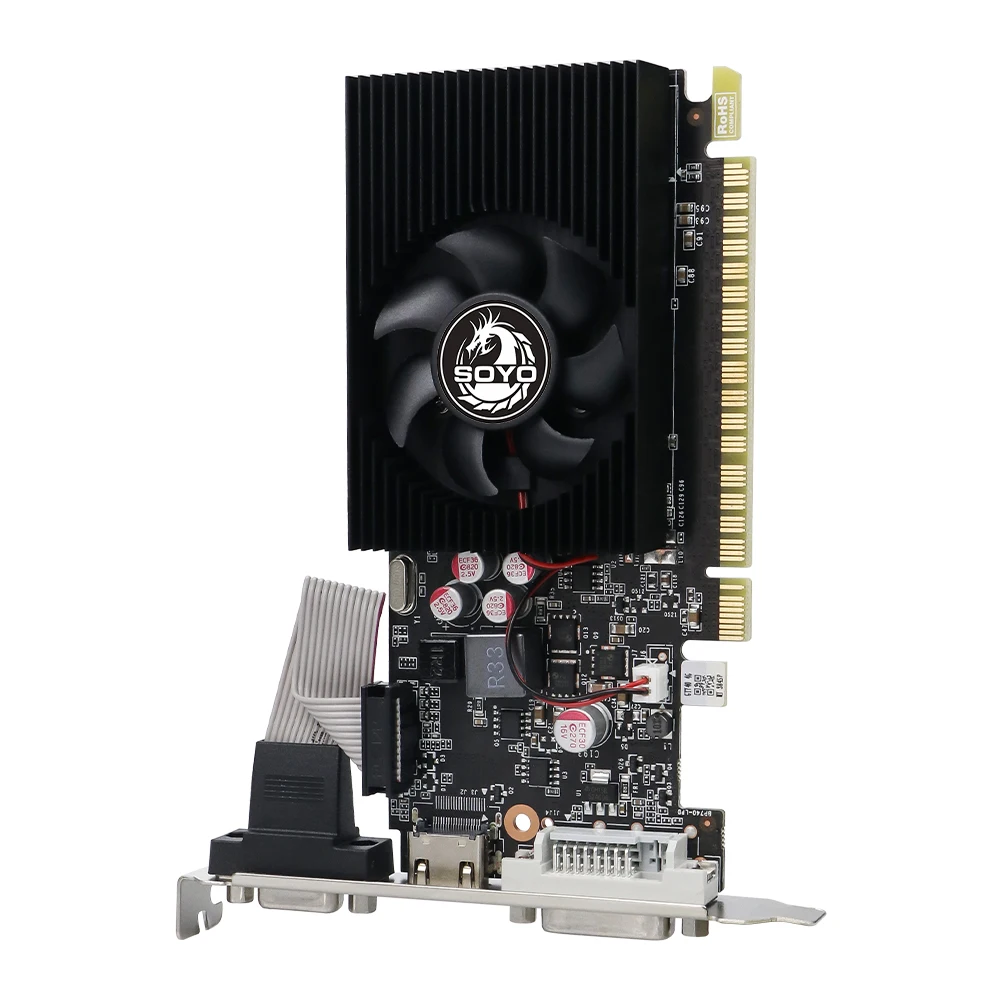 SOYO Grafikkarten NVIDIA GT740 4G GDDR3 128bit Grafikkarte HDMI+DP+DVI für Desktop-Gaming-Computerkomponenten GPU GT740