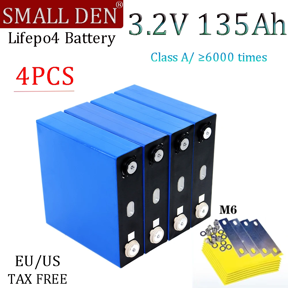 4 pieces 3.2v 135Ah lifepo4 Rechargeable Battery lithium iron phosphate DIY 12v 24v Solar Camping RV Travel golf cart batteries