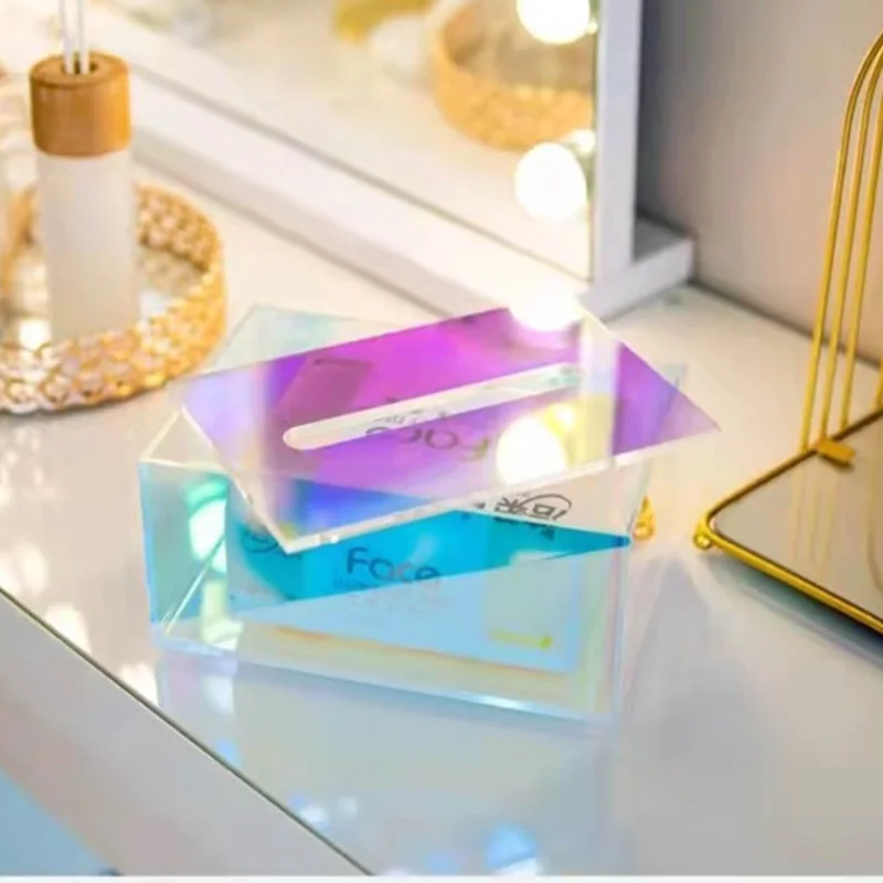 Tissue Box Holder Acrylic Storage Large Capacity Napkin Box For Washroom Living Room view 5