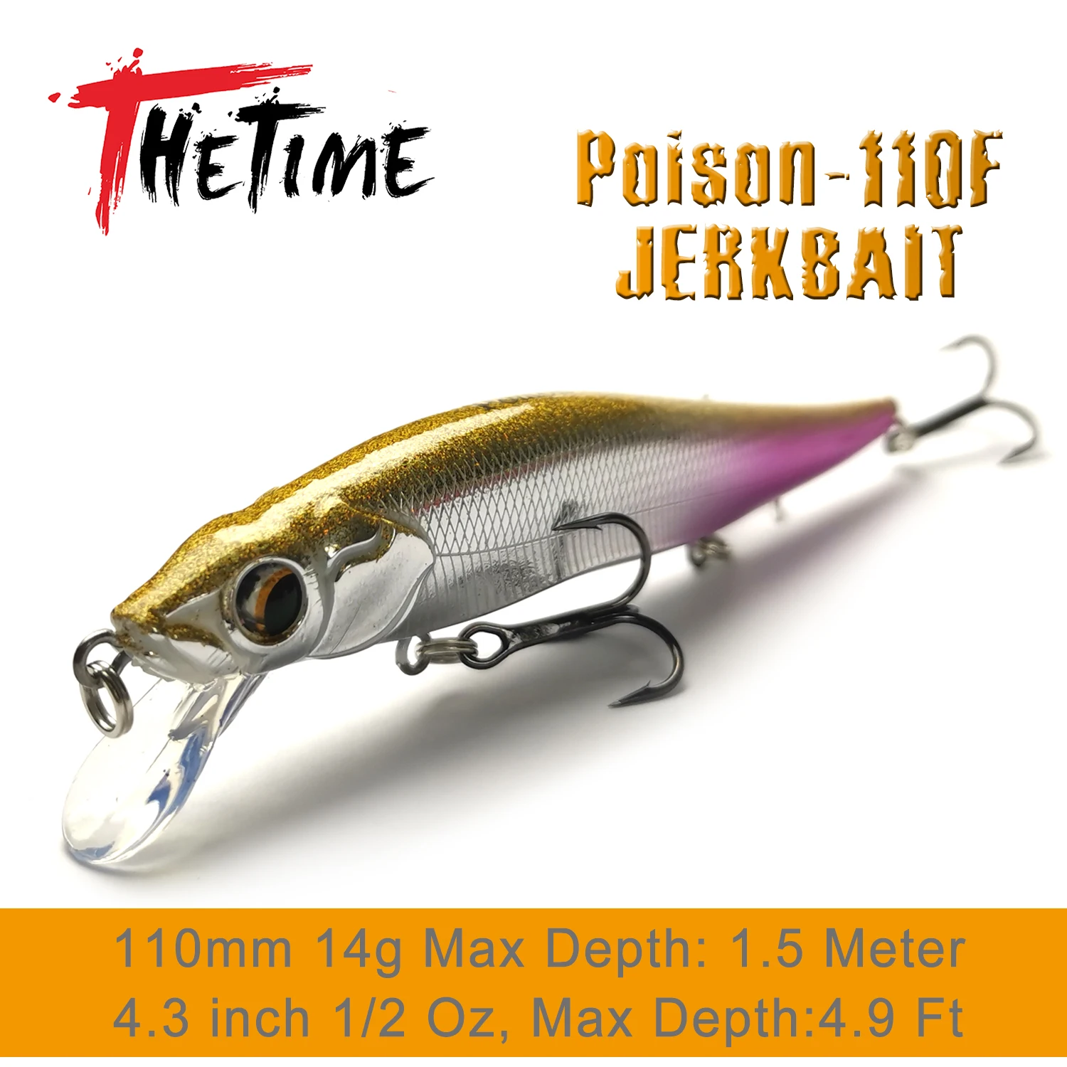 THETIME 110mm/14g Vision 110 SP Floating Fishing Lures Jerkbait Minnow 14g Weight System Wobbler Bait Bass Pike Fishing