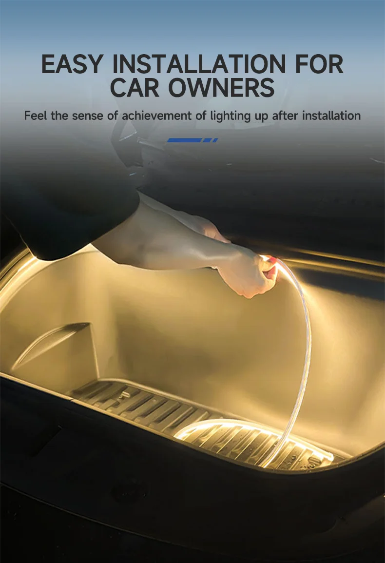 Für Tesla Model YL / Y Juniper 2026 Vorderer Kofferraum Frunk LED Ambientebeleuchtung Flexibler Lichtstreifen Dekorative Lampe Auto-Zubehör – Detail 12