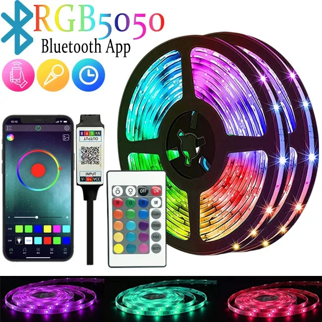 LED 블루투스 USB 데스크탑 환경 조명, RGB 전자 스포츠 TV 조명 스트립, 지능형 7 색 블랙 프레임, 5V