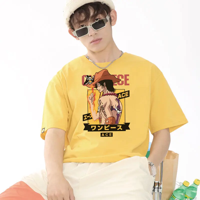 

New Summer One Piece Anime Joint T-Shirt Men'S Short Sleeve Solon Ace Luffy One Piece Clothes Boys' T-Shirt Trendy Birthday Gift