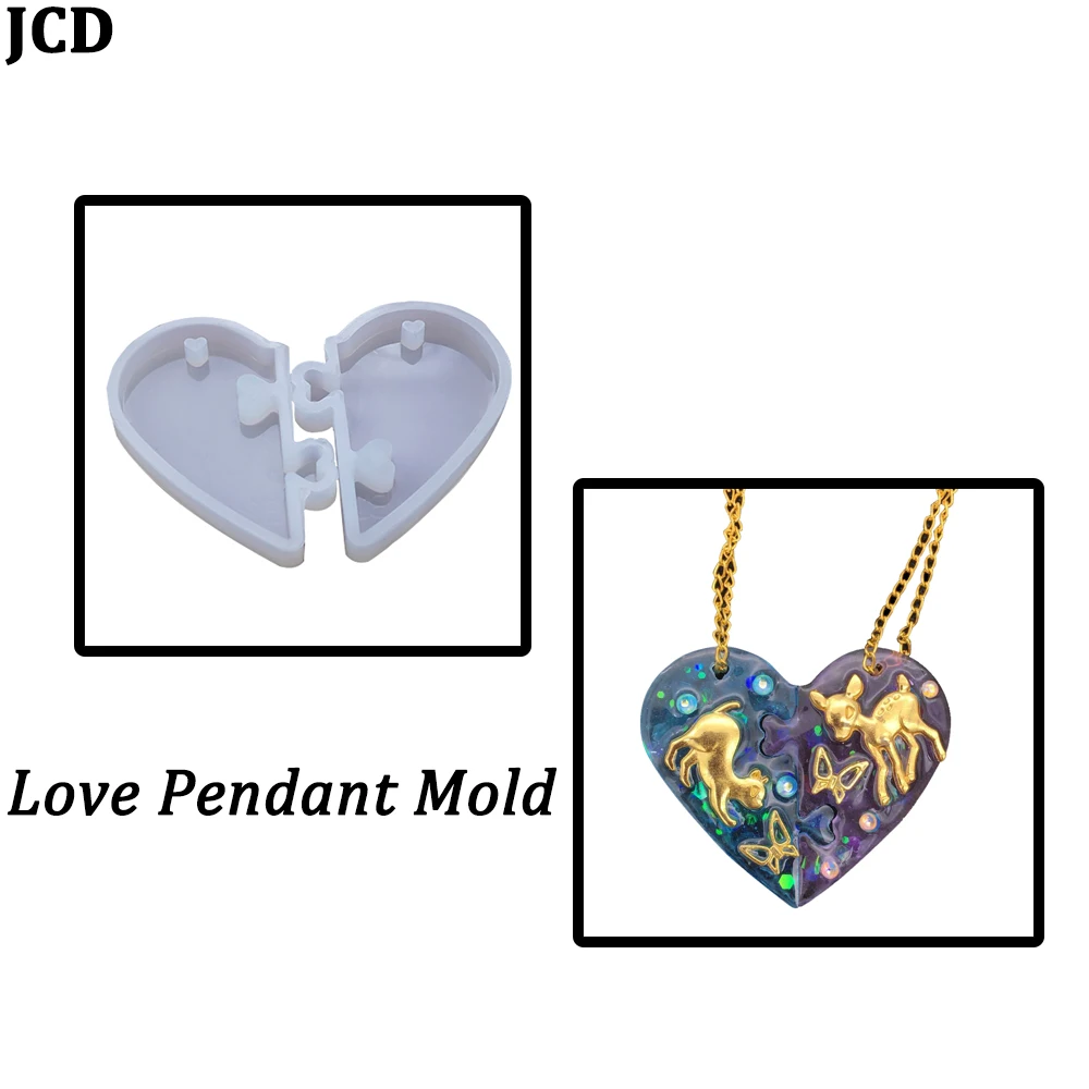 

Love Heart Lock Couple Heart Puzzle Pendant Silicone Mould DIY Crystal Epoxy Valentine's Day Gift Jewelry Making Silicone Mould