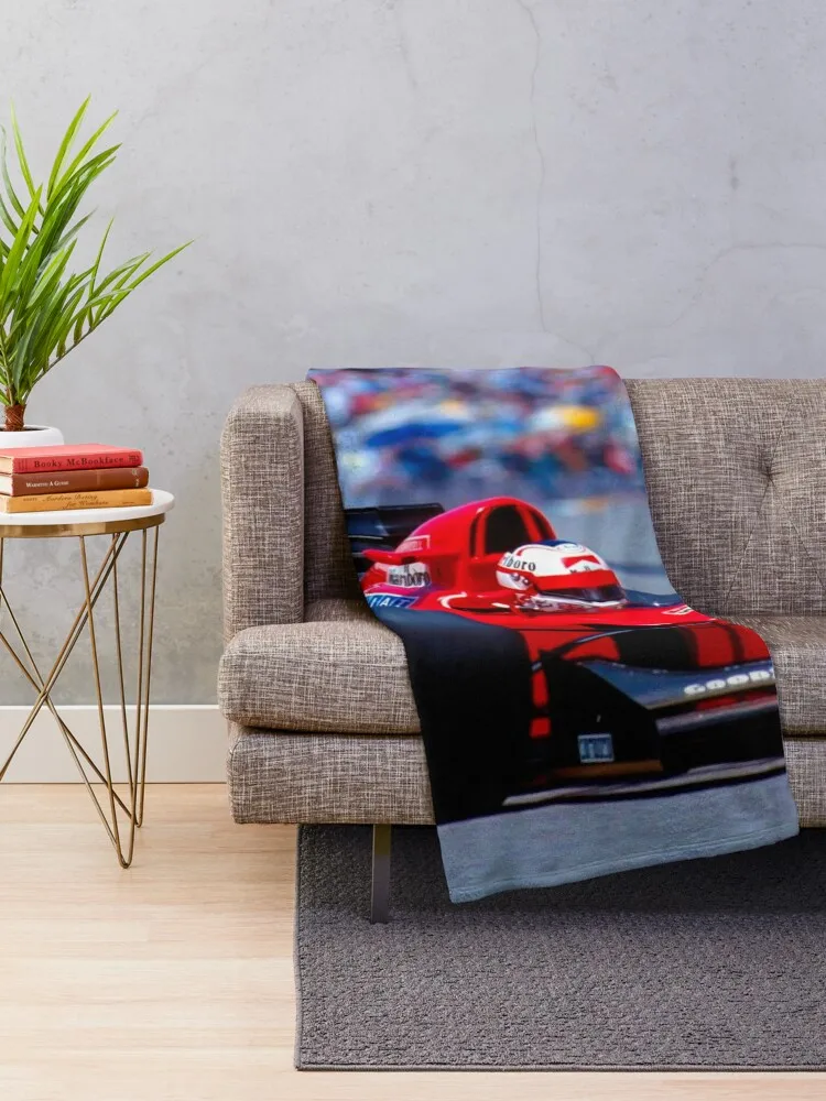 Nigel Mansell racing in the 641 during the 1990 Australian Grand Prix Throw Blanket Decorative Throw Custom Blankets