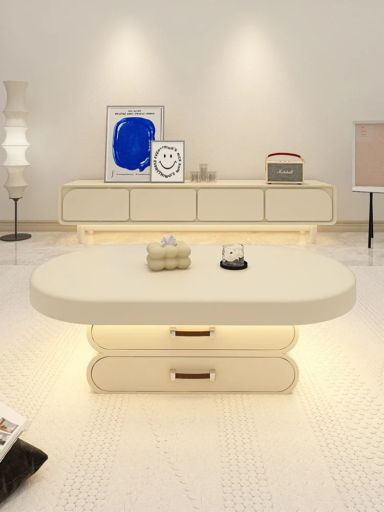 

Светящийся журнальный столик для гостиной, современный минималистичный пространство для хранения вещей во французском стиле для домашнего декора