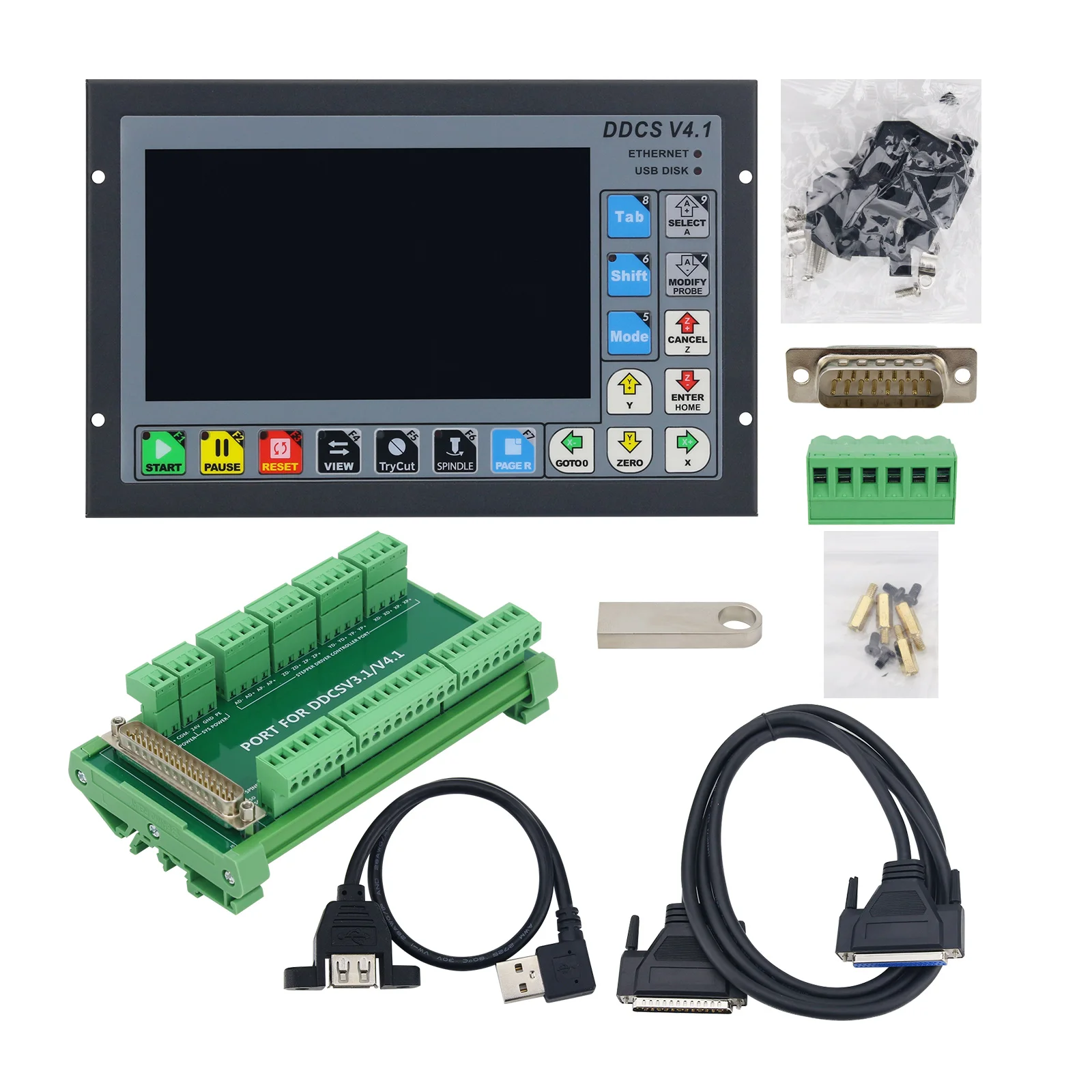 DDCS-V4.1 3-axis/4-axis Independent Motion Controller Offline Controller Support 3-axis/4-axis USB Numerical Control Controller