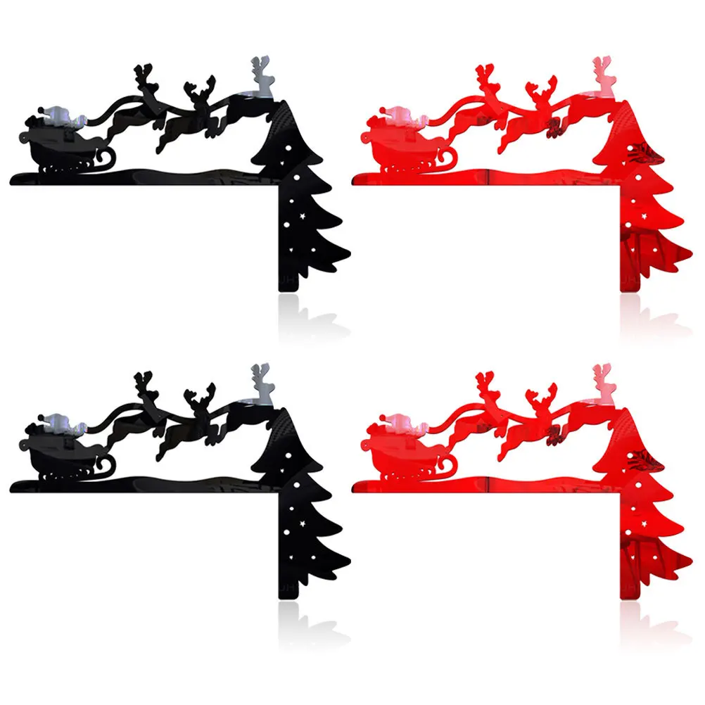 4Pcs Santa Elk Christmas Wall Stickers Acrylic Removable Light Switch Decals Xmas Holiday Decor Christmas Light Sticker