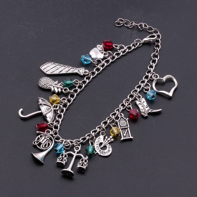 HIMYM Charm Bracelet Umbrella Libra Instrument Tuba Silver Color Pendant Bracelet for Birthday How I Met Your Mother Jewelry