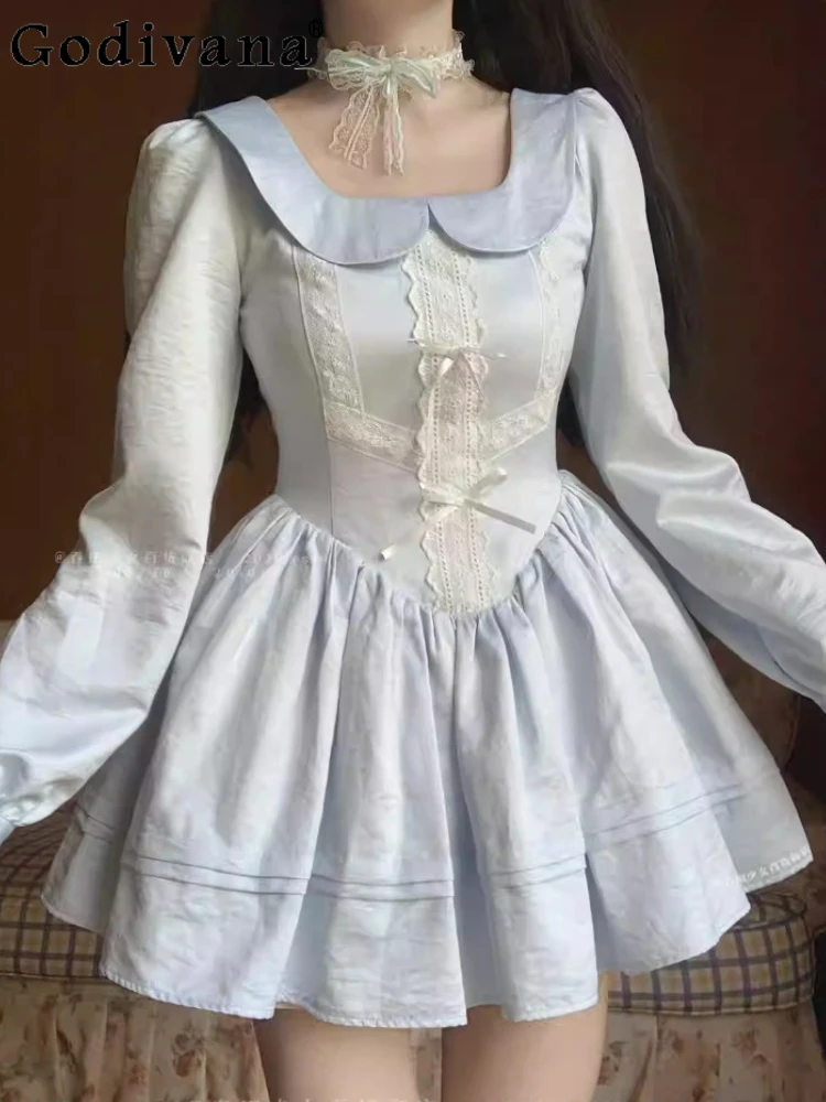 Robe de princesse à manches longues et col Peter Pan pour femmes, 3XL, taille haute, ligne a, mode polyvalente, robes de réduction de l'âge, automne