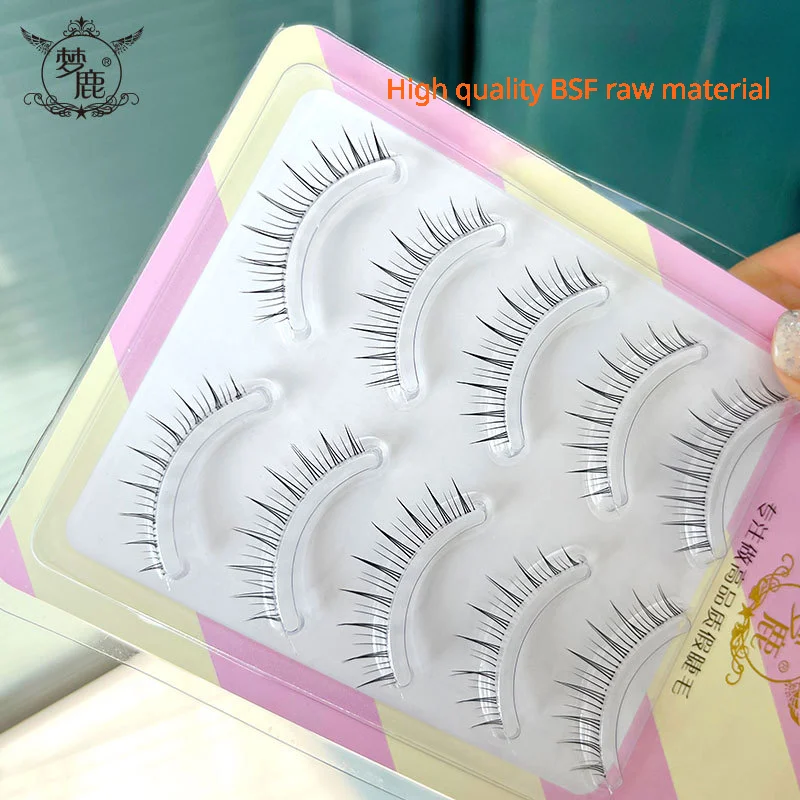 5 Pairs  W-1 False Eyelashes Little Devil 0.14mm Thin Transparent Stem Natural Comic Eyes Spiked Eyelashes Make Up