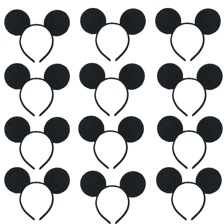 3/6/12pcs/lot Girls Mouse Ears Solid Bow Ears Headband for Birthday Party Supplies and Mouse Themed Costume Cosplay Decoration image 3
