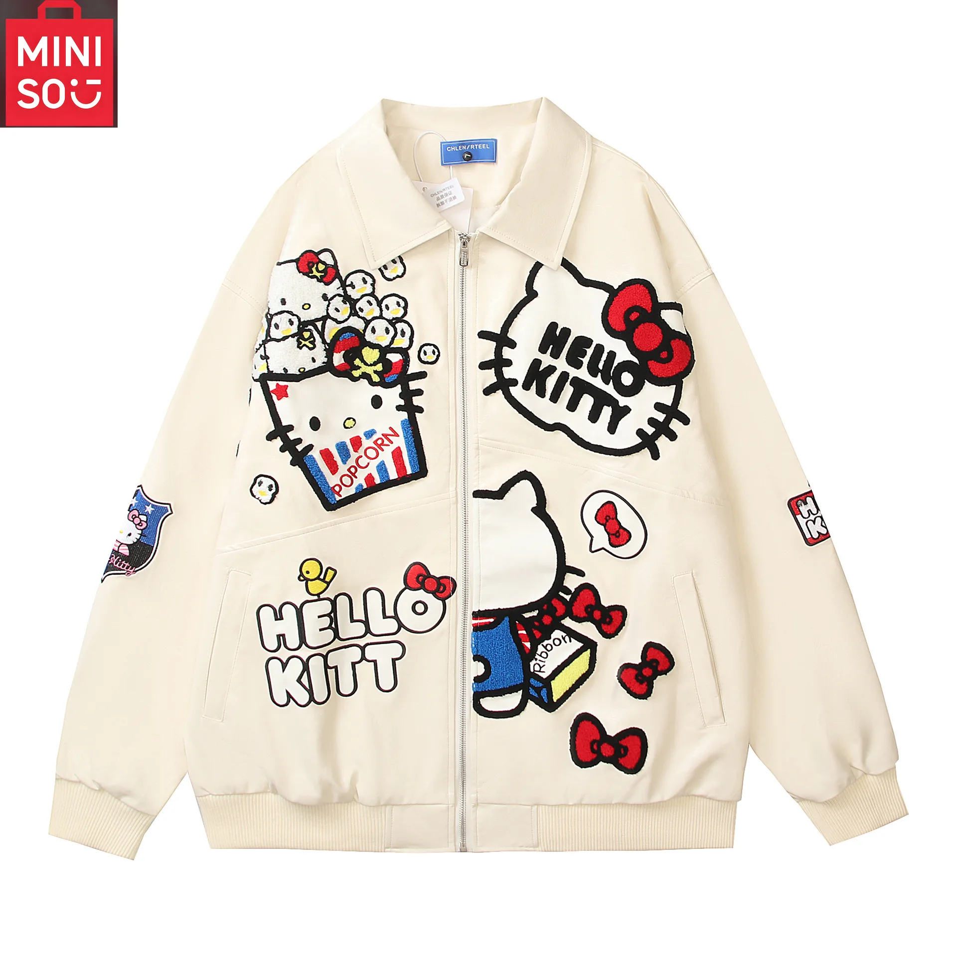 

MINISO Hello Kitty 2025 New Embroidered Collar Jacket Hello Kitty Men's and Women's Autumn/Winter Loose Casual Top