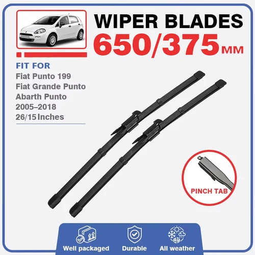 Imagen 2 del producto Juego de limpiaparabrisas delantero y trasero para Abarth Fiat Punto 199 Grande Punto 2005 - 2018 cepillos de parabrisas ventana parabrisas 2010 2011