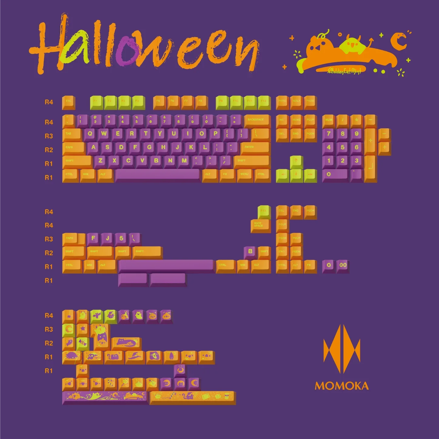 

Halloween keycaps Original height PBT thermo-sublimation mechanical keyboard keycaps