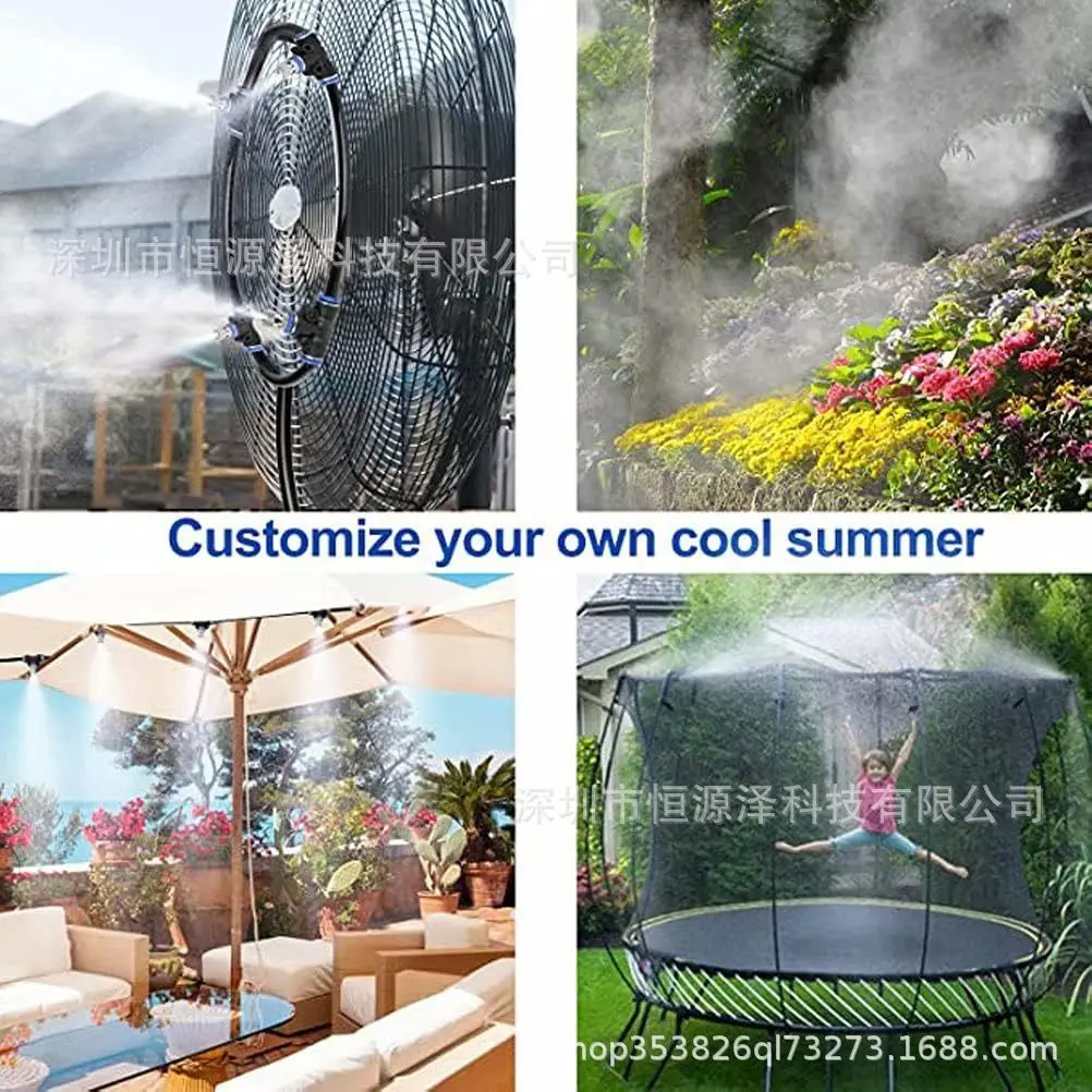 Garden Misting Cooling System with Brass Spray Nozzles, 10/15/18/23m Outdoor Cooling Tool for Garden Courtyard Greenhouse