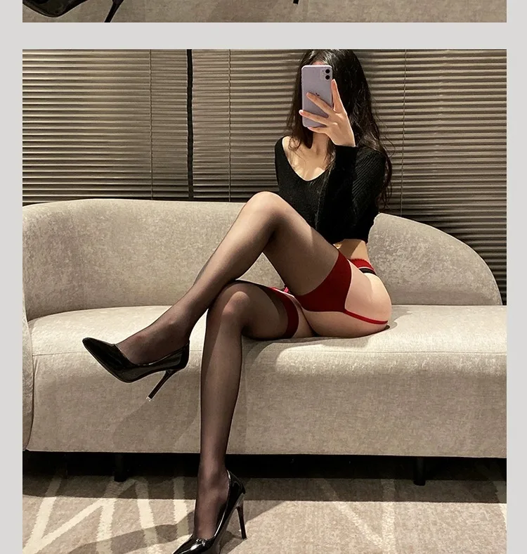 Medias de rejilla de encaje sexys, negras, largas, tipo tubo, anti-enredos, estilo nuevo de primavera para mujer, medias por ...