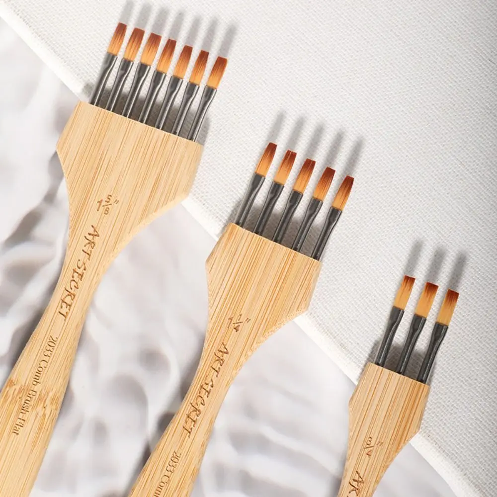 Round/Flat Multi-Tooth Painting Brush Flexibility Smooth Painting Watercolor Brush Nylon Good Pigment Adsorption Art Paint Brush