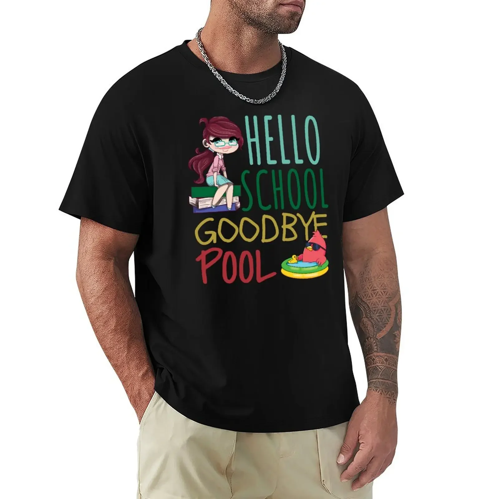 Hello School Goodbye Pool, Funny Back To School T-Shirt anime stuff sports fans t shirts for men graphic