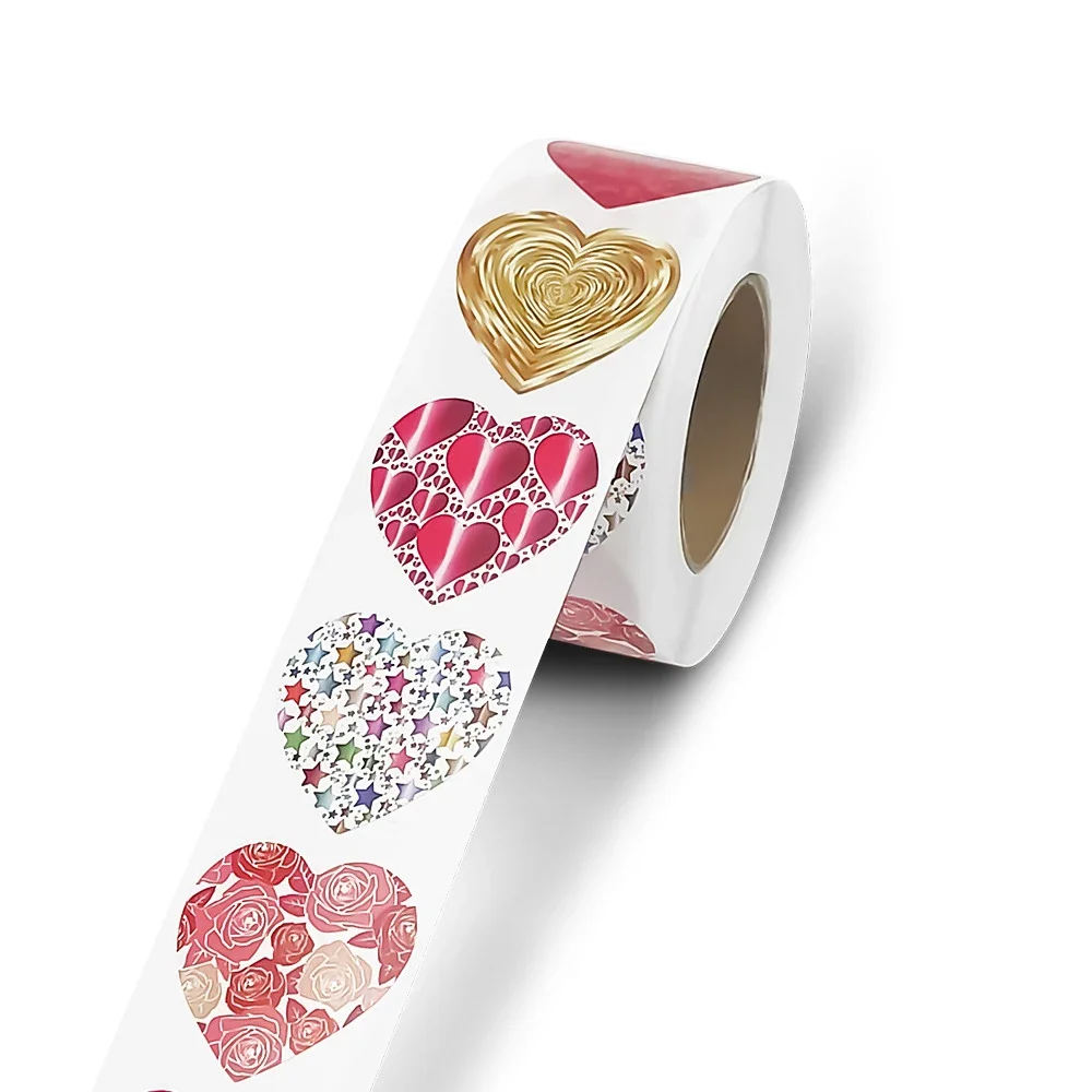 Colorful Heart-Shaped Stickers, Suitable for Valentine's Day Baking Packaging, Sealing Stickers, and Decorative Heart Stickers